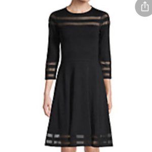 NWT Eliza J Ribbed 3/4 Sleeve Fit Flare Dress